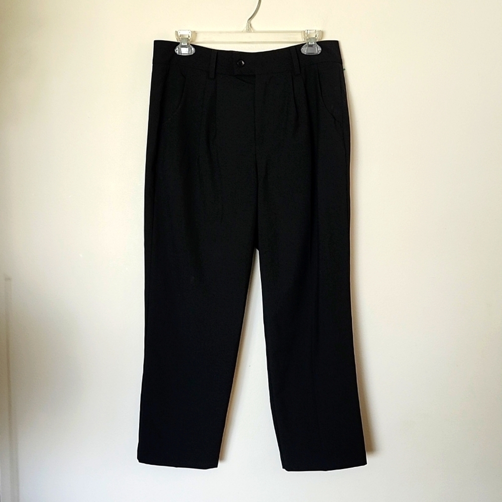 Universal Standard Stretch Wool Ankle Trousers in black self, work wear career